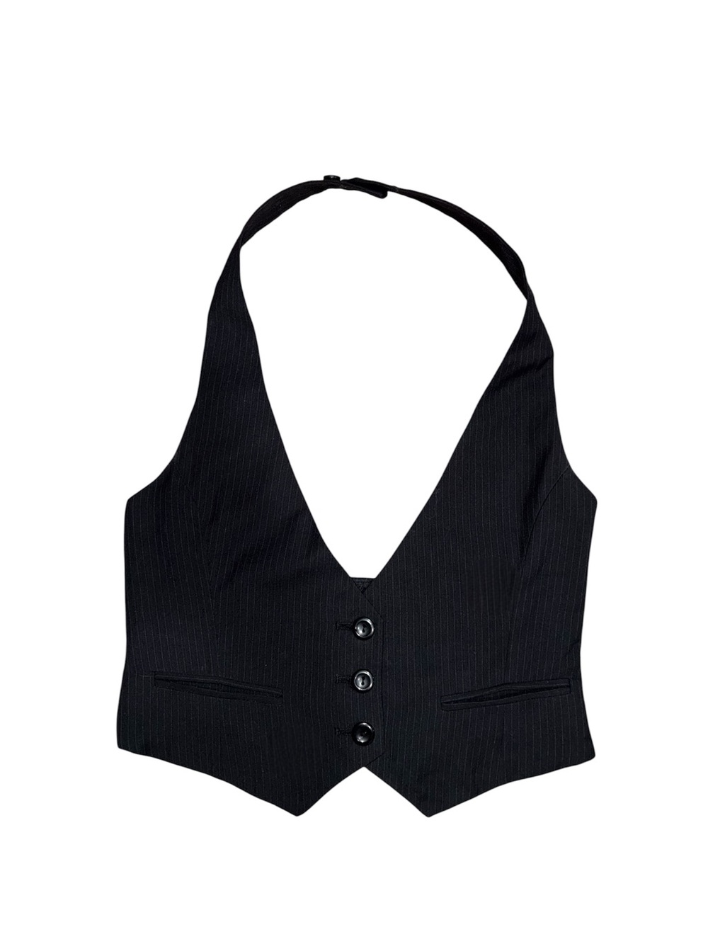 Y2K 2000’s black pinstripe vintage vest size S